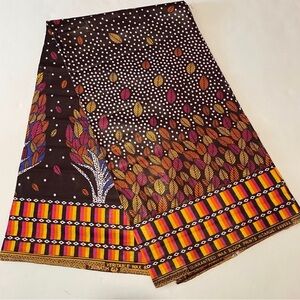 Colorful Patterned Cotton Fabric with Leaf Design
